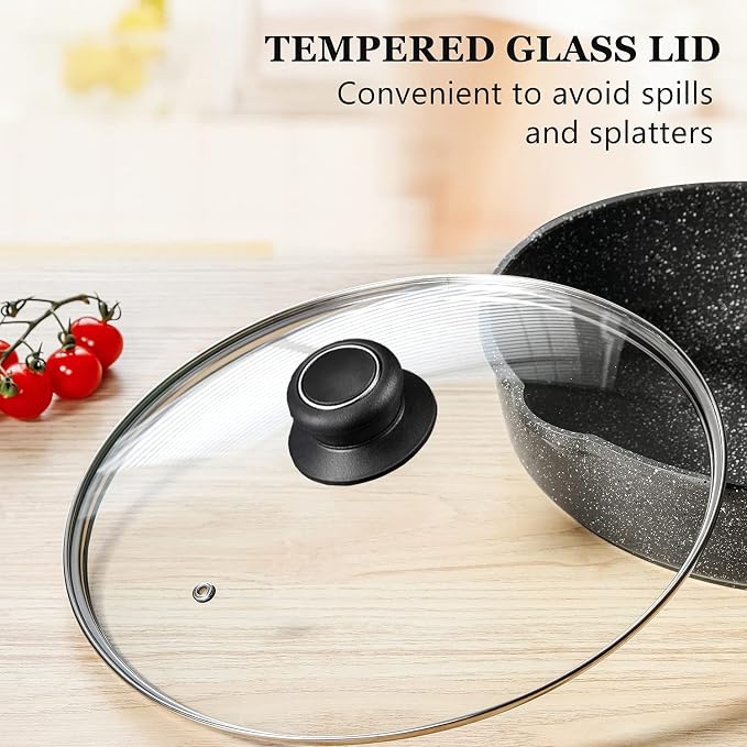 10 Inch Pan Lid - Tempered Glass Lids for Frying Pan, Skillets & Pots | Clear Universal Cookware & Bakeware Lids with Heat Resistant Handle