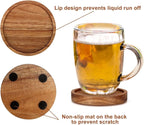Wood Coasters Set of 4 Farmhouse Outdoor Coster for Drink Patio Table Decor | Cute Wooden Coaster with Holder Rustic Coffee Bar Accessories Kitchen and Dining Room Decoration Aesthetic Cool Cup Coasters