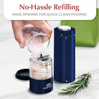 Urban Noon Electric Salt and Pepper Grinder Set (2 Mills, 8.1" Tall) - One-Handed Push-Button Mills with LED Light, Adjustable Ceramic Coarseness, Gift-Ready Box, 1-Year Warranty - Blue