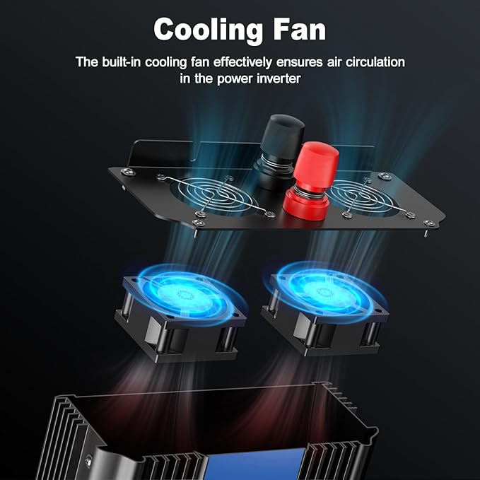 3000W Power Inverter,Peak Power 6000W 12V DC to AC 110V120V,Remote Control with 2AC Outlets and 2.4USB Port,LCD Display for Power Converter,Outdoor Activities,Emergency,Vehicles Truck RV Solar System