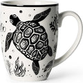 Cute Gifts 16 oz Coffee Mug Sea Turtle and Octopus, Funny Boho Tea Mugs for Women, Large Ceramic Coffee Cups for Chrismas