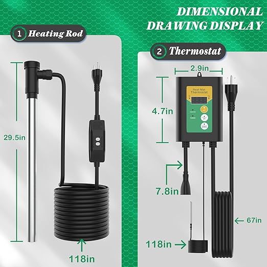 3500W 240V Titanium Fully Submersible Portable Electric Immersion Large Pool Water Heater Waterproof Hot Tub Heater with LCD Thermostat & GFCI Plug, for Swimming Pool, Bathtub, Baptistry, Bucket (YG)