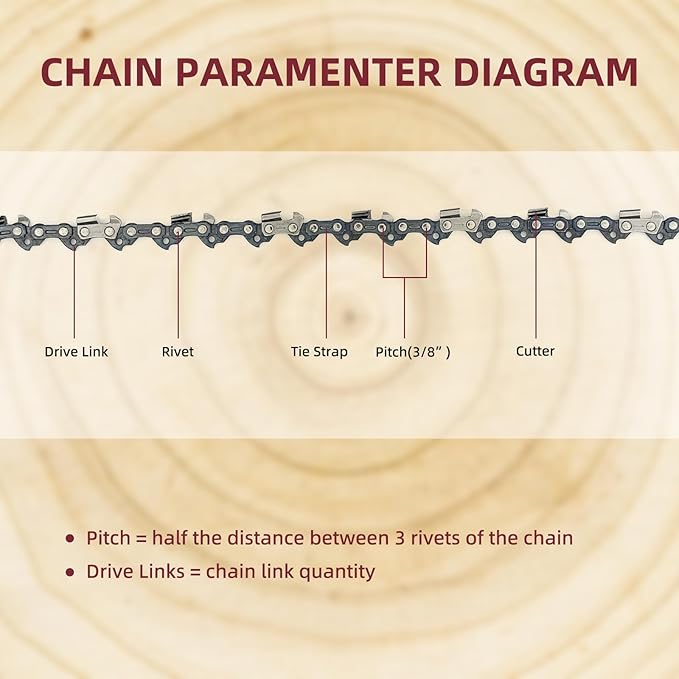 3 Pack 16 Inch Chainsaw Chain 3/8" LP Pitch, 050" Gauge, 56 Drive Links, 16" Chainsaw Chains Low-Kickback Fits for Craftsman, Ryobi, Echo, Greenworks and More