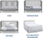 Delta Children Heartland 4-in-1 Convertible Crib - Greenguard Gold Certified, Grey