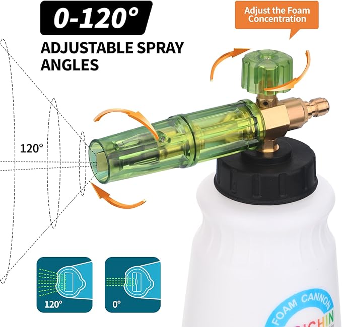 DUSICHIN DUS-007 Snow Foam Lance Foam Cannon Adjustable Jet Wash Quick Release 5 Pressure Washer Nozzles for Car Detailing Pressure Washer Black