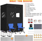 Upgraded 2 Person Portable Sauna, Portable Steam Sauna for Home, Personal Sauna Box Full Body with 1000W 2.6L Steam Generator, 99 Minute Timer, 2 Folding Chairs, Remote Control Included(Black)