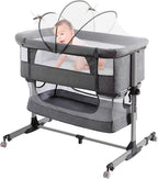 Baby Crib,3 in 1 Baby Bassinet Bedside Crib Adjustable Portable Bed for Infant,Baby Newborn Must Have Bed,Grey