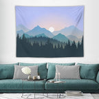 HZOHNAGO Mountain Tapestry Forest Mountain Sunrise Pattern Printed Wall Tapestry Wall Hanging for Bedroom Living Room Dorm 80" W x 60" H