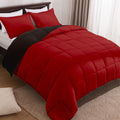 Basic Beyond Queen Comforter Set - Fluffy Comforter Queen Set for All Seasons - Reversible Red and Black Comforter Set Queen for Mens - 3 Pieces (1 Comforter + 2 Pillow Shams)