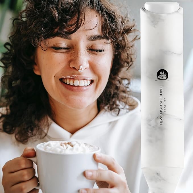 Powerful Milk Frother Handheld Foam Maker, Mini Whisk Drink Mixer for Coffee, Cappuccino, Latte, Matcha, Hot Chocolate, No Stand, Marble