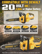 14 Inch Brushless Electric Chainsaw Cordless for Dewalt 20V Battery, Compact Chain Saw with Auto Oiler, Low Kickback, Battery Powered Chainsaw for Tree Trimming, Storm Clean-Up, Wood Cutting, Pruning