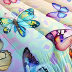Datura home Kids Comforter Set Butterfly Printed Pattern Bedding Set with 1 Comforter and 2 Pillowcases for Girls Boys Bedroom All Season(Butterfly0 Full)
