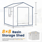 UDPATIO Resin Storage Shed 8 x 8 FT, Outdoor Garden Sheds with Floor Plastic Patio Outdoor Storage Shed with Lockable Door, Sandstone