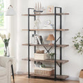 HOMISSUE Bookshelf,5-Tier Bookshelf Industrial Bookcase and Bookshelves,Rustic Storage Rack with Open Shelves for Living Room Bedroom and Kitchen,Retro Brown