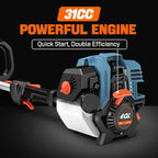 SENIX 31cc 4-Cycle Gas Weed Wacker, 18" String Trimmer Lightweight (20% Lighter Engine) with Rapid Reload Trimmer Head for Lawn & Yard - GTS4QL-M2