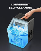 Silonn Stainless Steel Countertop Ice Maker, 44Lbs/Day High Efficiency, 2 Ways to Add Water, One-Click Auto Self-Cleaning, Portable Ice Machine Ideal for Home, Office, Bar & Party
