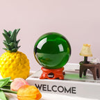 Green Crystal Ball 80mm/3.1 inch with Rose Wooden Stand and Gift Box for lensball Photography,Fortune Teller,Feng Shui, Witchcraft Decor,Scrying,Magic,Quartz Crystal Orb Prop Decorative Glass Sphere