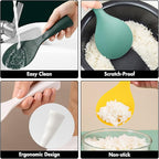 Silicone Standing Rice Spatula with Non-Stick Paddle, Heat Resistant Rice Cooker Spoon, Serving Spoon for Grains (White)