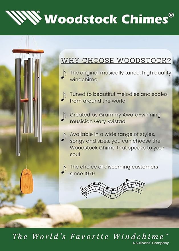 Woodstock Wind Chimes for Outside, Garden, Patio, Porch and Outdoor Decor (32") Pachelbel Canon Chime Bronze Wind Chime Gifts (PCCB)