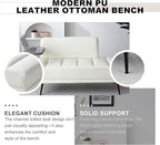 Sofa,Bed Bench,Small Spaces Furniture,Polyurethane Leather,Wood Frame,High Density Sponge Infillings,360-Degree Swivel Tray,Black Metal Leg (Beige)