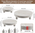 3 Pcs Wood Plant Stand Indoor Outdoor, Round Wood Riser for Decor 6/8/10" Wooden Stool Display Stand Flower Pot Holder Small Planter Tray Modern Potter Decorative for Desktop Counter Room
