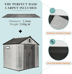 Domi 8x8FT Resin Outdoor Storage Shed with Lockable Door, Waterproof Outside Sheds with Windows & Vents, Heavy-Duty Plastic Tool Storage Shed for Patio Furniture, Lawn Mower, Bike