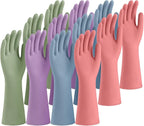 SIFANGKE Rubber Cleaning Gloves for Dishwashing, 12 Pairs Reusable Kitchen Gloves for Washing Dishes and Household Cleaning