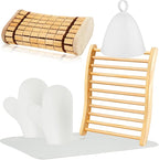 JaGely 5 Pcs Sauna Accessories Include Slip Resistant Sauna Backrest, Wood Sauna Headrest Pillow, Sauna Hat, Seat Pad and Sauna Glove for Barrel or Infrared Sauna