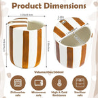 Ceramic Mug with Sip Hole 10 oz Brown Striped Ceramic Coffee Mug Hand Painted Travel Mugs Heat Resistant Non Slip Built in One Lid Handcraft Mugs for Coffee Lovers Appreciation Gift