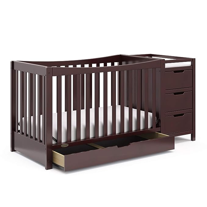 Graco Remi 4-In-1 Convertible Crib & Changer With Drawer (Espresso) – GREENGUARD Gold Certified, Crib And Changing-Table Combo, Includes Changing Pad, Converts To Toddler Bed, Full-Size Bed