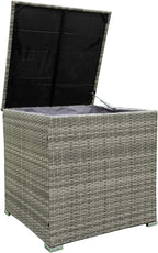 4-Piece Patio Furniture Outdoor Sofa Set, Wicker Sectional Loveseat Couch with Large Storage Box and Glass Table, for Garden Backyard Porch, 1, Gray
