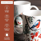 Maison d' Hermine Coffee Mug with Handles Tea Cups (15 Ounce, Pack of 2) | Fine Bone China Coffee Mugs for Hot Beverages Cappuccino Latte Home Restaurant Hotel Spring Summer -Morzine