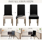 MOSAYT 100% Waterproof Dining Room Chair Covers Set of 6, Super Fit Stretch Jacquard Parson Chairs Slipcovers Removable Washable Chair Seat Protectors for Home, Kitchen, Banquet (Black)