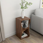 ECYIL Double Layered Independent Storage Rack, Full Circular Color Blocking Bookshelf, Suitable for Home, Office, Living Room, etc (walnut1)