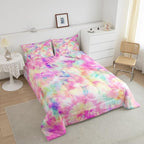 Erosebridal Kids Tie Dye Comforter Set, Bohemian Batik Down Comforter Full Size, Boho Psychedelic Bedding Comforters for Children Girls Boys Teens Bedroom, Trippy Tattoo Watercolor Quilted Duvet