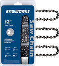 SawWorks 3-Pack 12 Inch Chainsaw Chain SW-R45, 3/8" LP Pitch - .043" Gauge - 45 Drive Links, Compatible with Dewalt DCCS620, DCCS620B, DCCS620P1, DCCS620BR, DWO1DT612, Ryobi RY40500, P548BTL and More