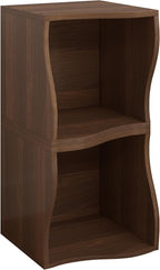 ECYIL Double Layered Independent Storage Rack, Full Circular Color Blocking Bookshelf, Suitable for Home, Office, Living Room, etc (walnut1)