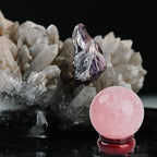 JIC Gem Natural Pink Rose Quartz Ball Sphere with Base,Class 1，10-11cm
