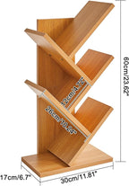 YMYNY 4 Tier Tree Bookshelf, Small Bookcase, Modern Wood Book Storage Rack, Freestanding Book shelf for Books/Movies/CDs, Narrow Display Rack for Living Room, Home Office, Natural UHBC014N