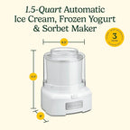 Cuisinart Ice Cream Maker, 1.5 Quart Double Insulated, Sorbet and Frozen Yogurt Maker, Ready in 20 Minutes, ICE-21P1, White
