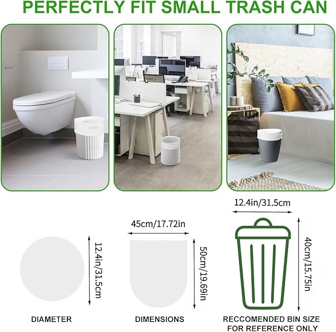 Small White Trash-Bags Bathroom 4 Gallon - Compostable Garbage Bags 4 Gallon 100 Count Biodegradable Unscented Little Waste Basket Kitchen Office Car Tiny Liners Bulk Strong Thick Inwaysin