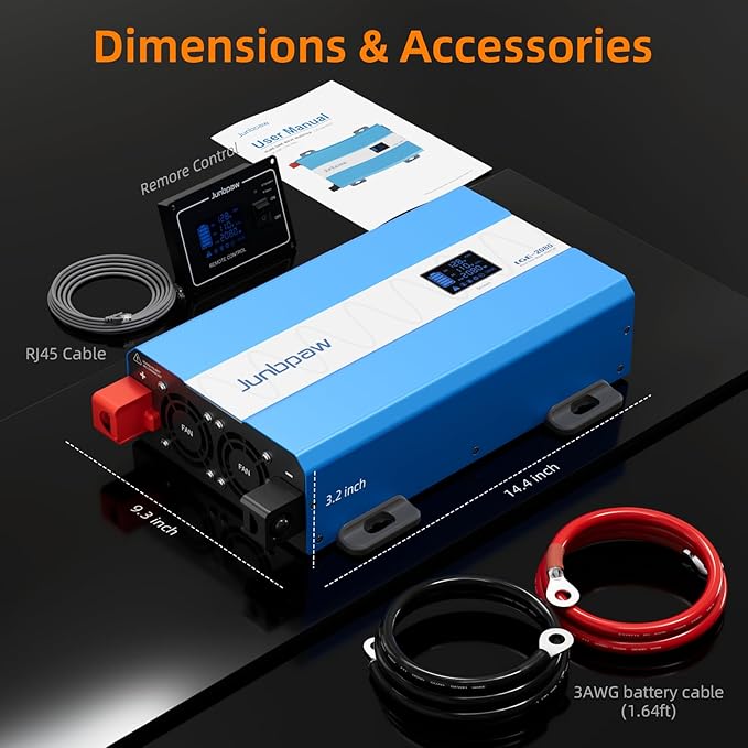 2080W Pure Sine Wave Power Inverter - 30dB Ultra Quiet, 6000W Surge, Game-Changing Design | 12V to 120V AC Converter for Home, RV, Camping, Off-Grid & Outdoor Adventures