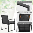 FDW 3 Piece Patio Furniture Sets Wicker Patio Chairs Rattan Outdoor Bistro Set Outdoor Furniture for Backyard Porch Poolside Lawn,Grey Cushion