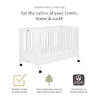 Babyletto Maki Full-Size 2-in-1 Portable Folding Crib with Toddler Bed Conversion Kit in White, Greenguard Gold Certified
