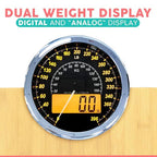 Hybrid Bathroom Scale - Analog & Digital Display, Accurate to 400 lbs | See weight on both an analog dial and digital LCD at once. Wide glass platform, accurate to 0.2 lbs, batteries included.