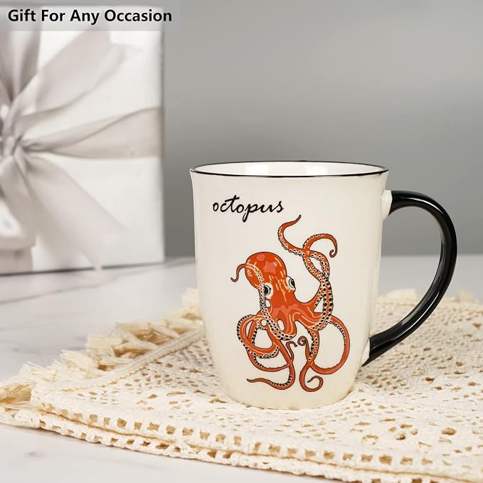Ceramicfor Octopus Heat Changing Coffee Mug Cool Color Changing Mug Christmas Birthday Gifts for Men Women