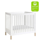 Babyletto Gelato 4-in-1 Convertible Mini Crib in White and Washed Natural, Greenguard Gold Certified