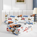 Axolotl Construction Comforter Set Full,Excavator Bedding Set,Construction Vehicles Comforter Set,Excavator Comforter,Excavator Tractor Trucks Bedding Set for Kids Boys Teens,1 Quilt 2 Pillowcases