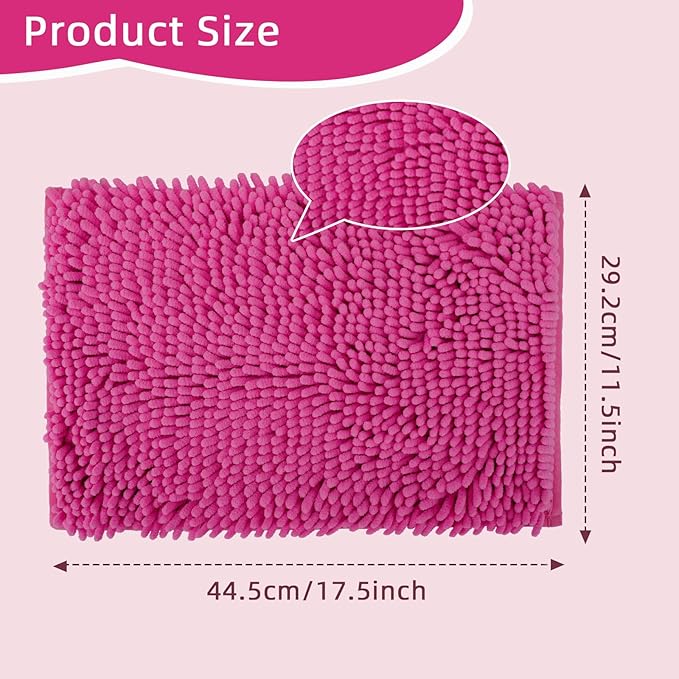 Locker Rug school girl rugs Carpet Chenille 100% Microfiber Locker Carpet with Non Skid Backing Locker Decorations (Rose Red, 11.5X17.5)