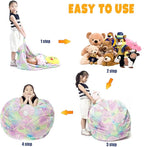 Stuffed Animal Storage Bean Bag Chair Cover, Hold Kids Plush Toys Blankets Towels Beanbag (Cover Only), Canvas Floor Circle Stuff Sit Seat Sofa with YKK Zipper, Extra Large 38", Pink Shell
